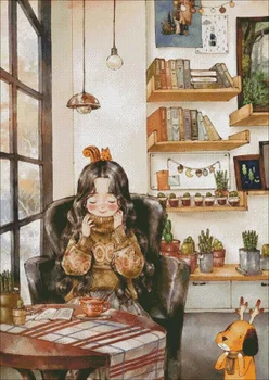 

Genuine Product Egypt Long-staple Cotton Self-Made cross stitch kits Suite Large Version of Forest GIRL'S (114)