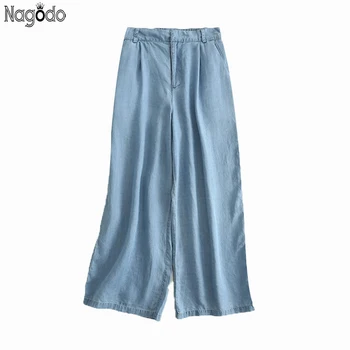 

Nagodo Wide Leg Jeans 2020 New Casual Zipper Loose Jeans Woman Ankle-length Pants Trouser Elastic Ladies Jeans Femme Ropa Mujer