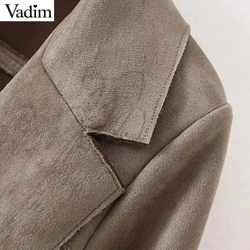 Женское элегантное платье vadim замшевое длинное стильное пальто с длинным рукавом винтажная шикарная куртка офисная одежда женская однотонная верхняя одежда Топ blusas CA553