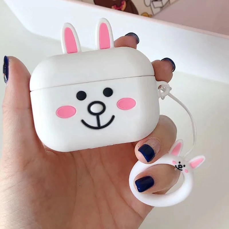 3D чехлы с принтом из мультфильма для AirPods чехол милый медведь наушники в виде кролика чехол для Apple Airpods Pro силиконовый чехол для наушников для Air Pods