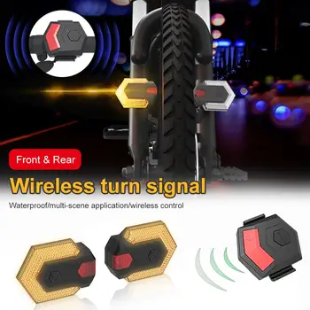 

2PCS Bike Turn Signals Front and Rear Light with Smart Wireless Remote Control Bike Tail Light For Cycling Safety Warning Light