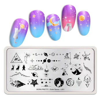

BORN PRETTY Nail Stamping Plates Star Moon Nail Stamp Image Stencils Nail Art Tool Outer Space