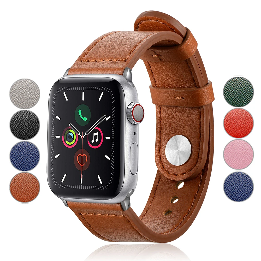 

Brown Leather Band Loop Strap For Apple Watch Series 5 4 Band 44mm 40mm iwatch 3 2 1 42mm 38mm Bracelet Watch Accessories