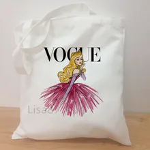 Модные новые кавайные модные брезентовые сумки на плечо с принтом принцессы, женские повседневные винтажные сумки большого размера, женская сумка