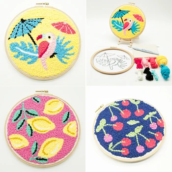 

DIY Embroidery Needle Punch Hoop Kit Cross Stitch Set For Handmade Beginner DIY Stamped Embroidery Starter Kit Threads Tools Kit