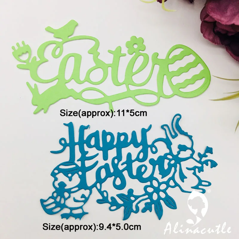 Metal Cutting Dies 2pc Happy Easter Die Cut Scrapbooking Paper craft