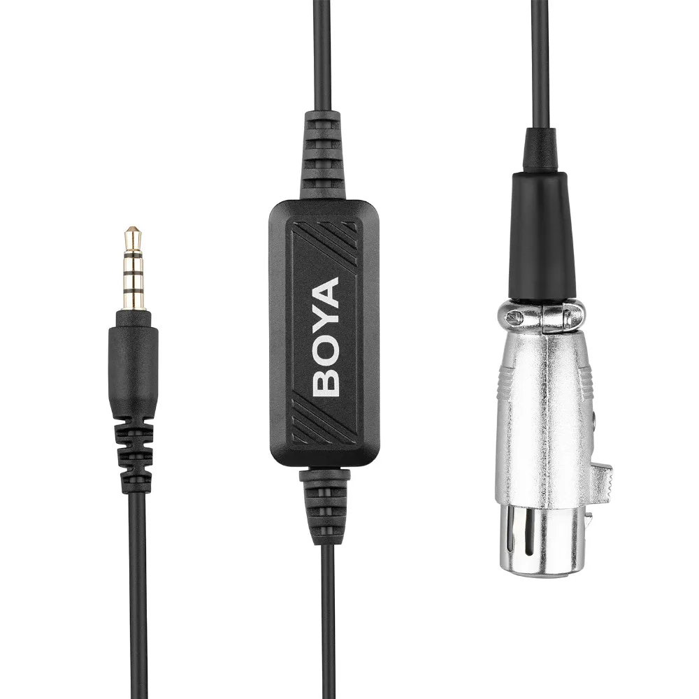 BOYA BY BCA6 XLR to 3 5mm TRRS Adapter Cable Microphone Audio Gain Output Splitter Headphone Monitor for Smartphone 6 Meters