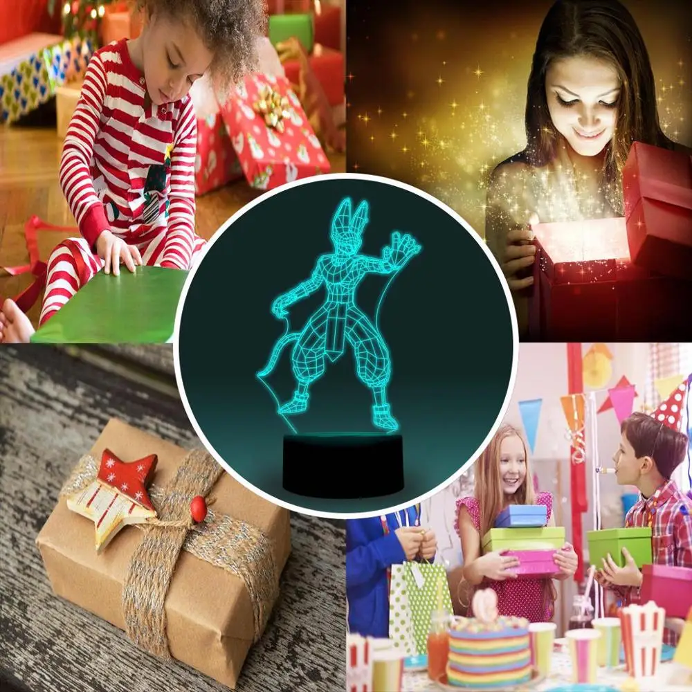 NiteApps 3D Beerus Dragon Ball ночник настольная Иллюзия украшение лампа подарок на день рождения приложение/сенсорное управление