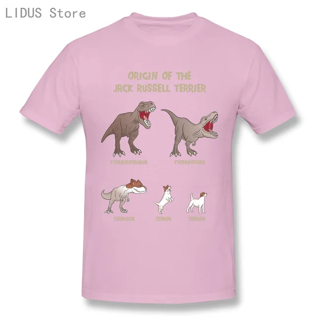 LIDUS Origin Of The Jack Russell Terrier Evolution History Meme Shirt Short Sleeved Tshirt Fashion Cotton T-shirt Tee Shirts Pink