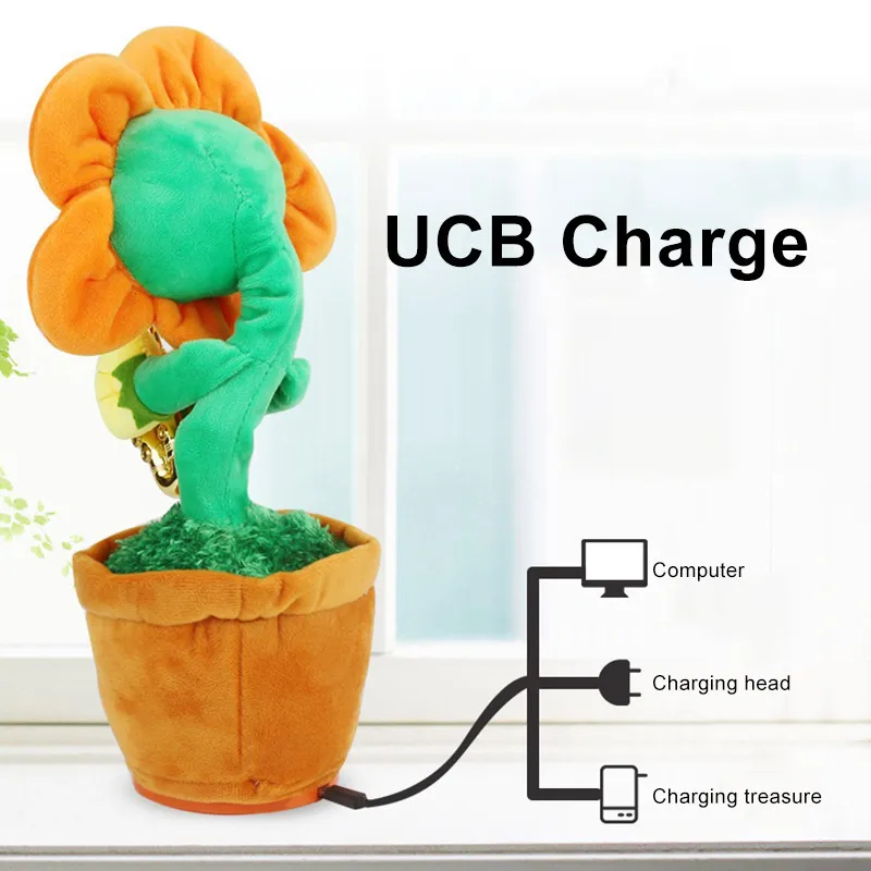 Электрический саксофон Солнечный цветок пение танцевальная музыка плюшевые горшечные музыка Подсолнух Плюшевые чарующие для забавных творческих игрушек