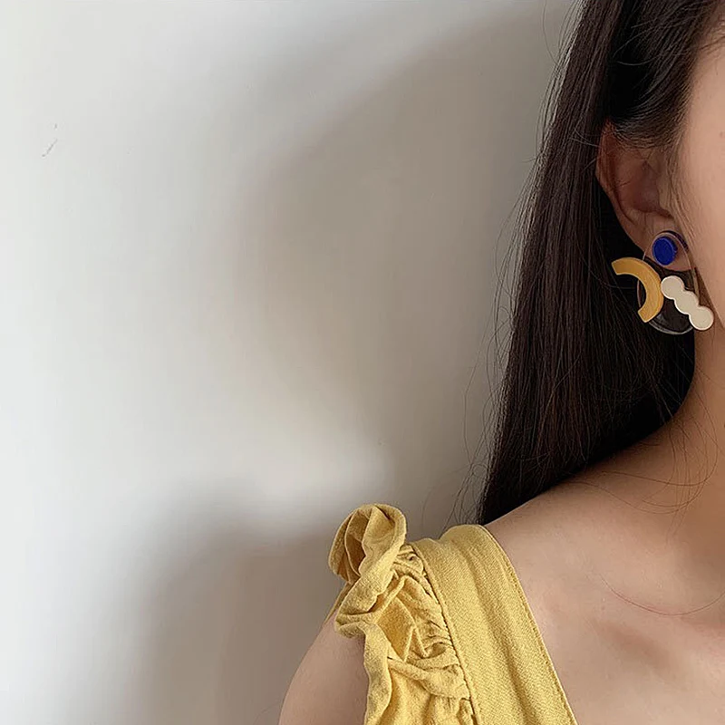AENSOA 2020 Korean Transparent Acrylic Pendant Earrings For Women Fashion Unique Geometric Statement Earrings Costume Jewellery