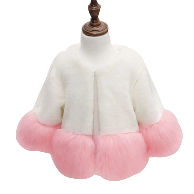 

Winter Jacket for Girl Patchwork Pink Fox Faux Fur Collar Jacket Coat Princess Winter Thicken Outerwear Children for 2-8 Years