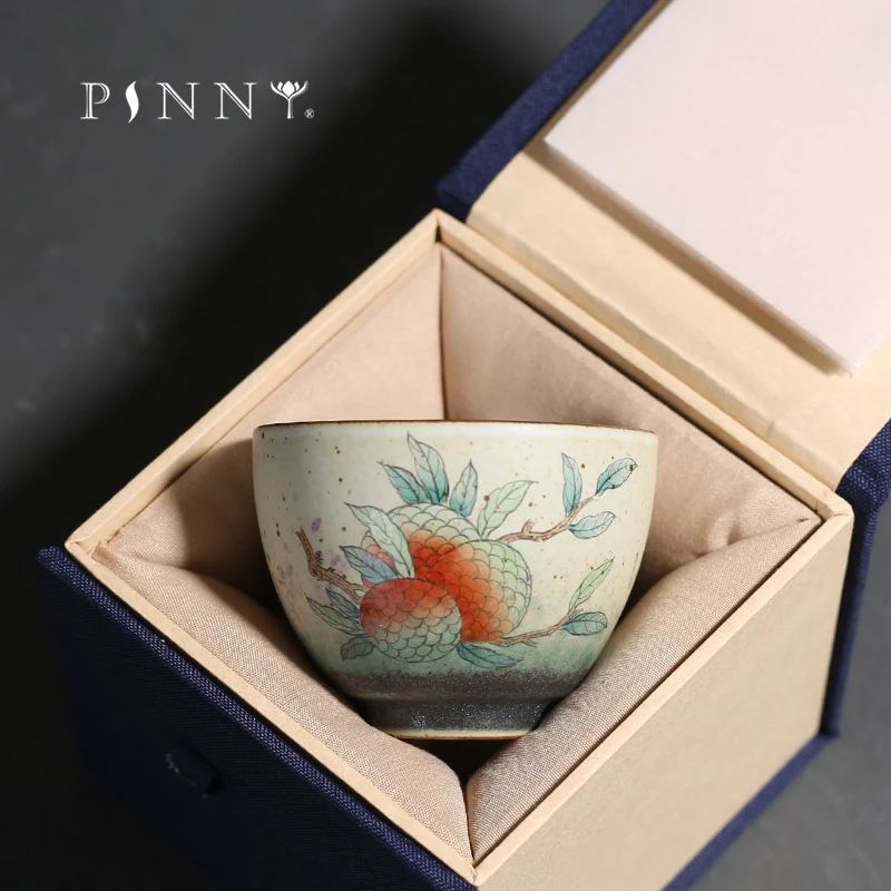 PINNY 90 мл ручная роспись фрукты чайная чашка в китайском стиле кунг-фу фарфоровые чайные чашки пигментированные экологически чистые посуда для напитков