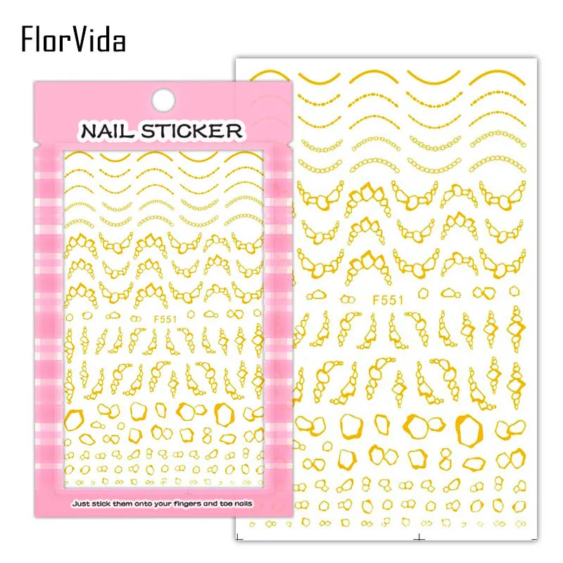 FlorVida F207-213 черно-белые серебристые золотые буквы наклейки для ногтей художественный узор шрифт с клеем накладные ногти Красота Маникюр