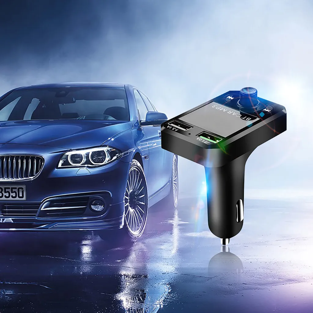 QC 3,0 двойной зарядное устройство USB с fm-передатчиком Bluetooth телефон зарядное устройство в автомобиле для IPhone Xiaomi HUAWEI
