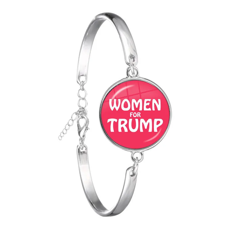 Коллекция Дональд Трамп. Стеклянный браслет из кабошона с флагом США. Отличный 3d-браслет на цепочке - Окраска металла: 20