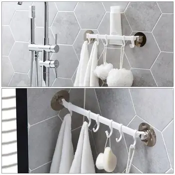 

6 Even Row Of Hooks Supper Power Vaccum Sucker Hooks Kitchen Wall Hanging Strong Adhesive Hook Kitchen Bathroom Organizer Hanger