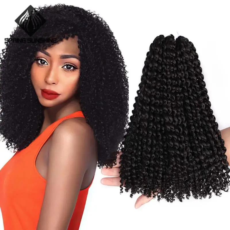 12inch Synthetic Jerry Curl Ombre Kinky Curly Bundles Weave 8&quot Marley Braids Crochet Braiding Hair Extensions|Косы марли| |