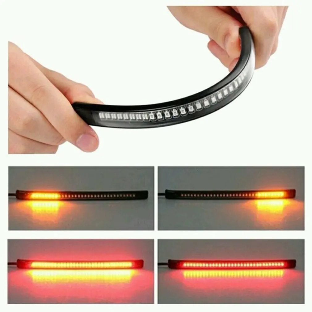 Flexible 48 LED Motorcycle Turn Signal Light Tail Rear Brake Stop Bar Universal Strip 2835 3014 SMD |