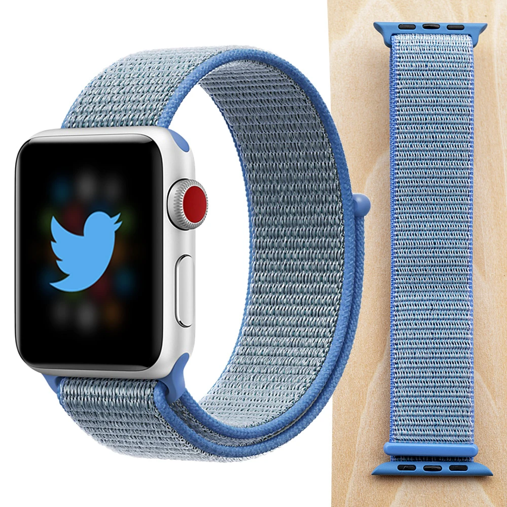 Tahoe Blue Новая высококачественная нейлоновая Спортивная петля для Apple Watch band Series 4 3 2 1 мягкий дышащий тканый ремешок 44 мм iwatch 42 мм 38 - Цвет ремешка: Tahoe Blue