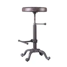 Rustic Industrial Farmhouse Tractor Seat Adjustable Bar Stool Industrial bar Chair(Dark Brown, PU