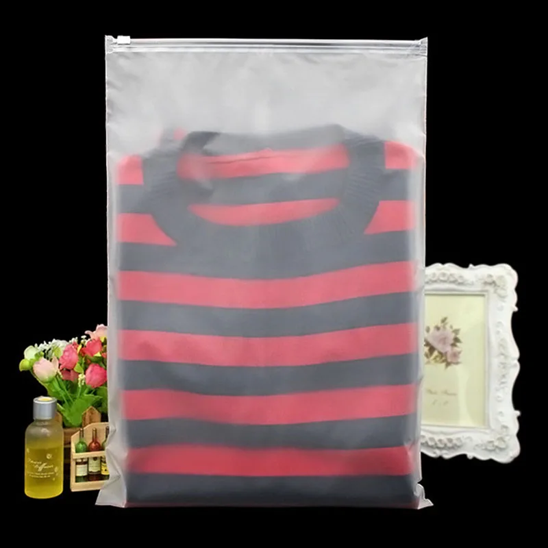 100pcs Frosted plastic packaging bag travel storage waterproof zipper lock self-sealing clothing plastic packaging bags