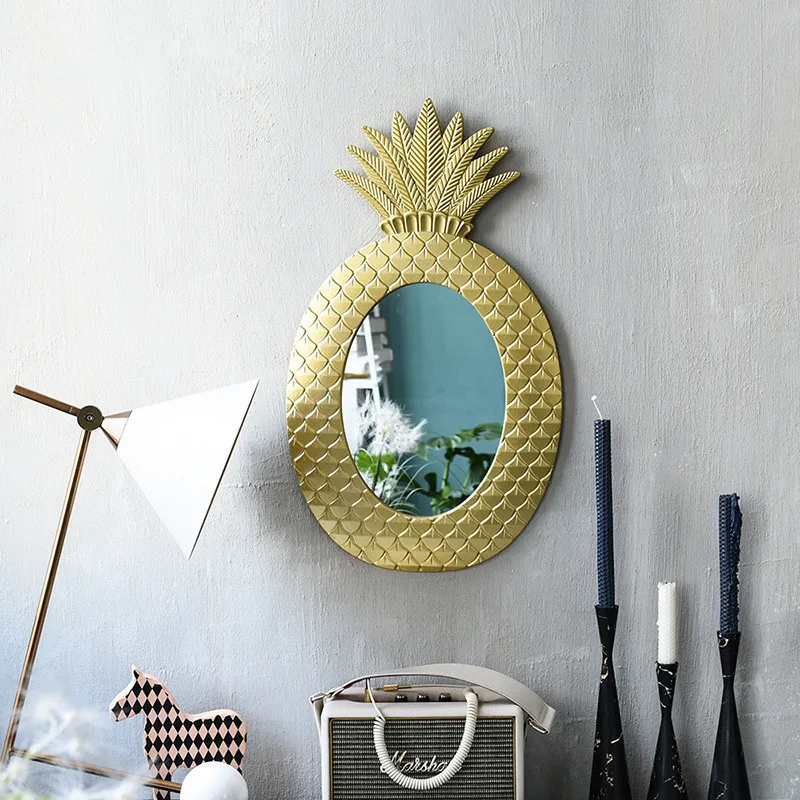  Nordic Pineapple Geometry Pattern Golden Wall Decoration Mirror Bedroom Toilet Glass Show Window Pr - 4000413870309