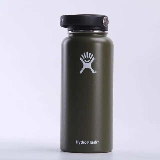 ArmyGreen Бутылка для воды из нержавеющей стали, бутылка для воды с вакуумной изоляцией, переносная термобутылка с широким горлом для путешествий, 32 унции/40 унций - Цвет: ArmyGreen