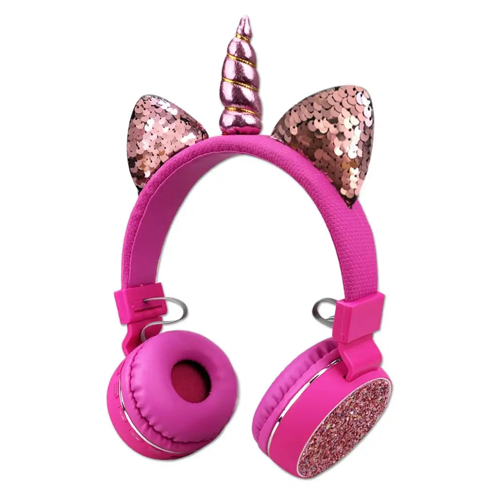 E6334-Pink Наушники Unicorns беспроводные Bluetooth детские наушники Складные стерео музыка растягивающаяся мультяшная гарнитура для мальчиков и девочек Подарки - Цвет: E6334-Pink