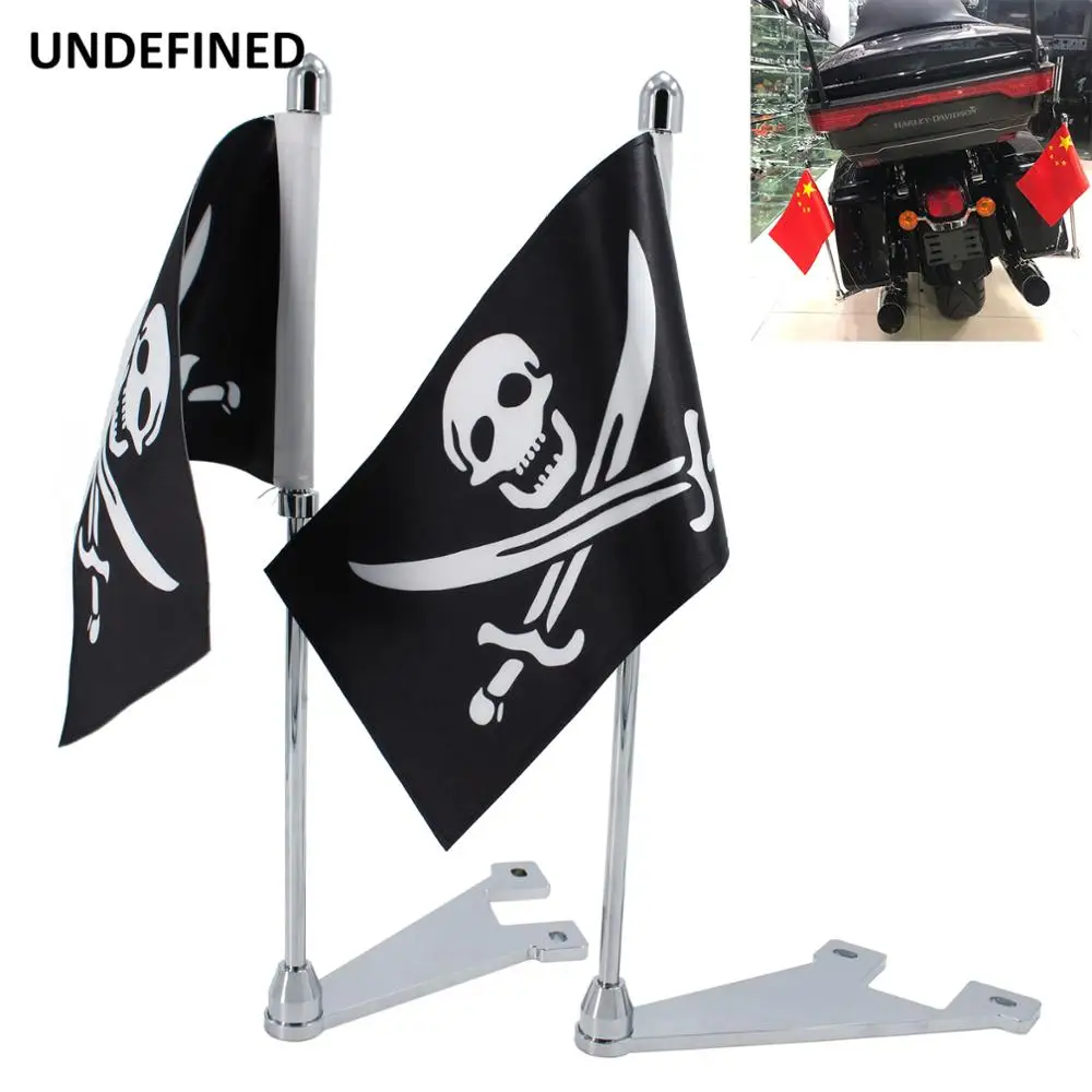 For Harley Touring Electra Street Road Glide King FLHT Skull Pirate Flag Pole Exhaust Pipe Side Accessories | Автомобили и