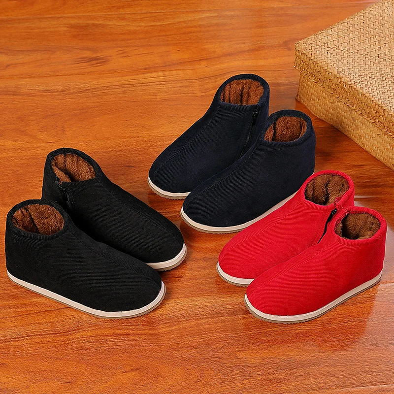 

Winter Entirely Handmade Cotton-padded Shoes Middle Aged And Elderly People Men And Women Warm Shoes Household Indoor Mom Non-sl
