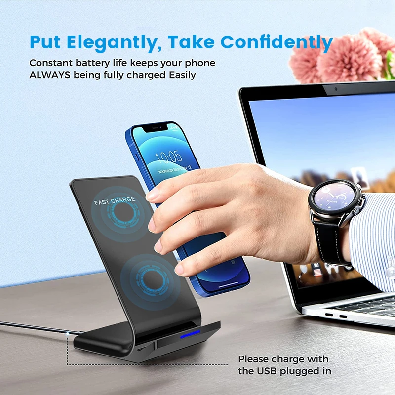 30W Qi Wireless Charger Stand Fast Charging Dock Station For Samsung S20 S10 Xiaomi iPhone 12 11 Pro X XS Max XR 8 Phone Holder 5
