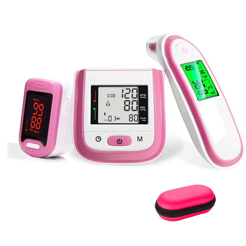 Pink long case Инфракрасный термометр для детских ушей Loodom, Пульсоксиметр на запястье, кровяное давление, пальцевой пульсоксиметр, цифровой термометр для семейного здоровья - Цвет: Pink long case