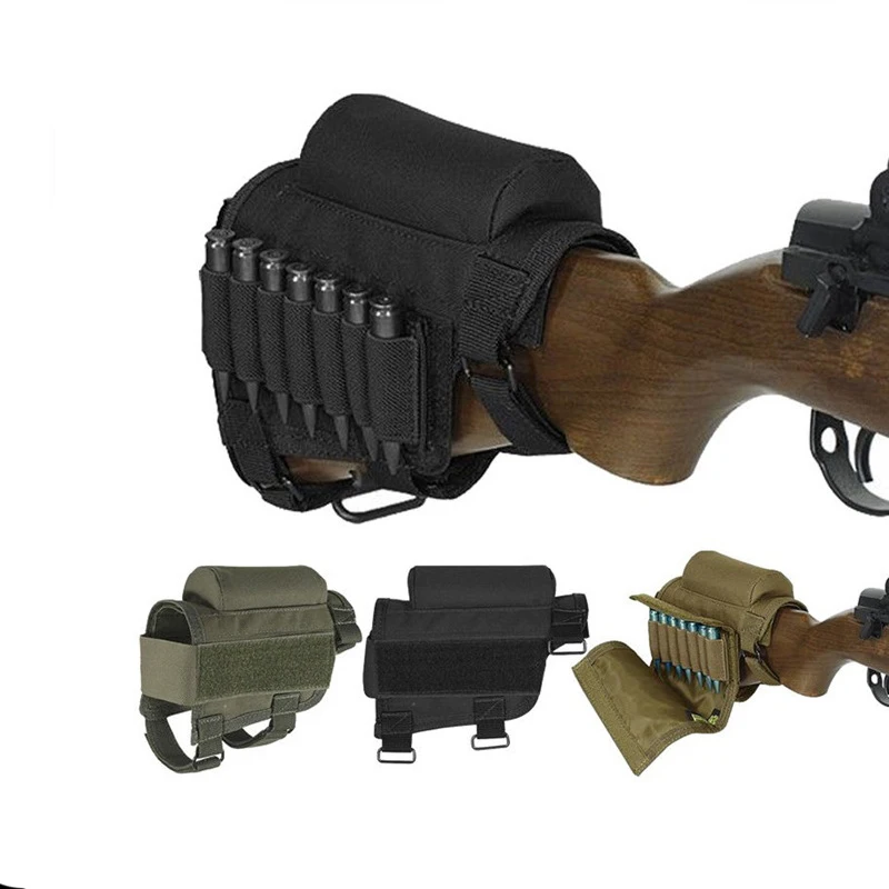 

Adjustable Outdoor Tactical Butt Stock Rifle Cheek Rest Pouch Bullet Holder Nylon Riser Pad Ammo Cartridges Bag Army Green Brown