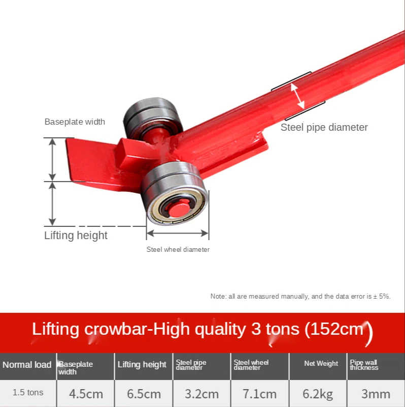 Lifting Wheels Bearing Crowbar Lifting Crowbar Heavy Handling 1.5 tons 3T