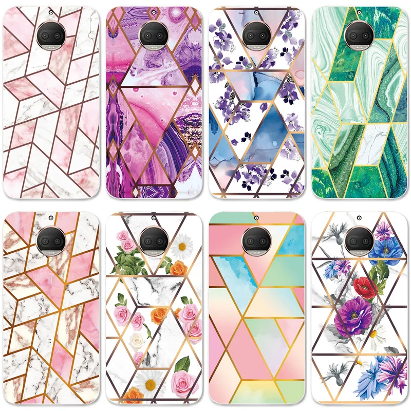 Soft Phone Case for Motorola Moto G5S Plus XT1803 XT1805 XT1806 XT1804 Funda Glossy Silicone Back Cover Geometric Marble | Мобильные