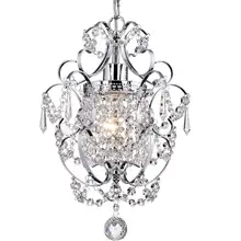 

Ganeed Crystal Mini Chandelier Small Hanging Lamp Chrome Ceiling Light Pendant Dining Kitchen Room Bedroom Coffee Shop Indoor