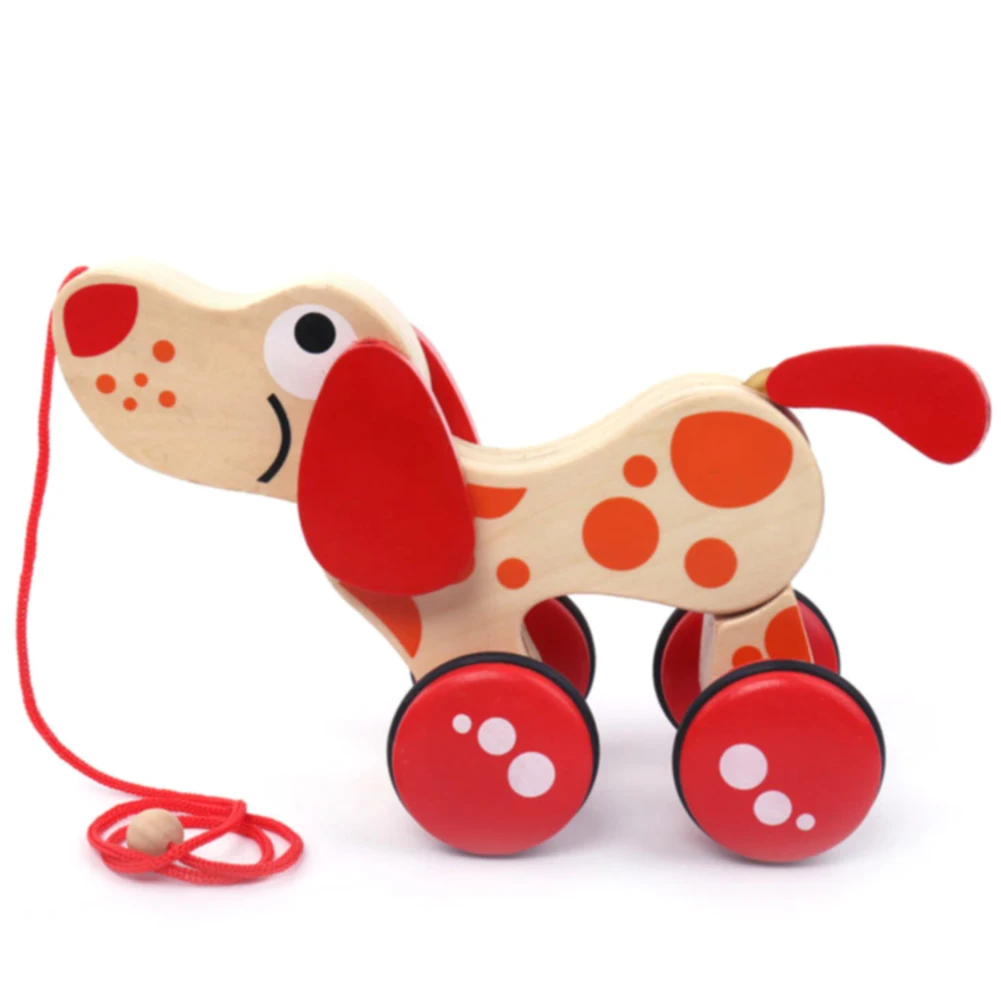 

Puppy Cute Toddler Kids Game Alligator Pull Along Toy Learn Walk Developmental Twisting Early Education Wooden Baby Dragging