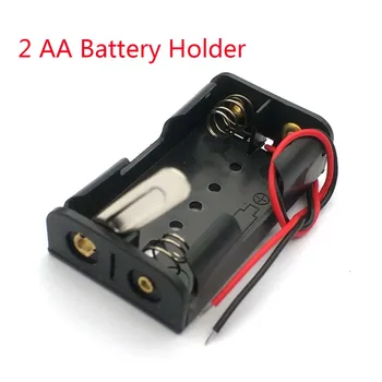

Wired 2 X 1.5V AA Battery Holder Plastic Case Storage Box Black with Metal Plate Robot Experiment