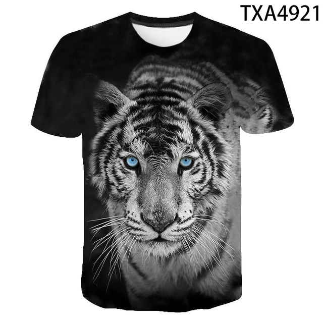 Tigre imprimir topo camisa masculina harajuku 3d t roupas animal de manga  curta verão oversized masculino camisa do vintage pulôver - AliExpress