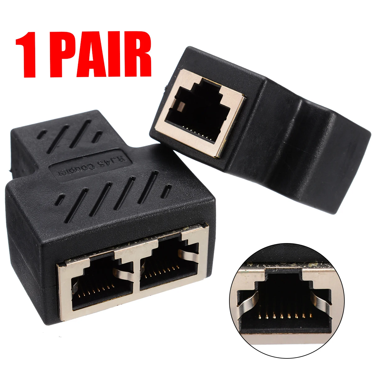 

1 Pair RJ45 Adapter RJ45 Network Extender Extension Cable Splitter RJ45 1 To 2 Female to Female Coupler Port