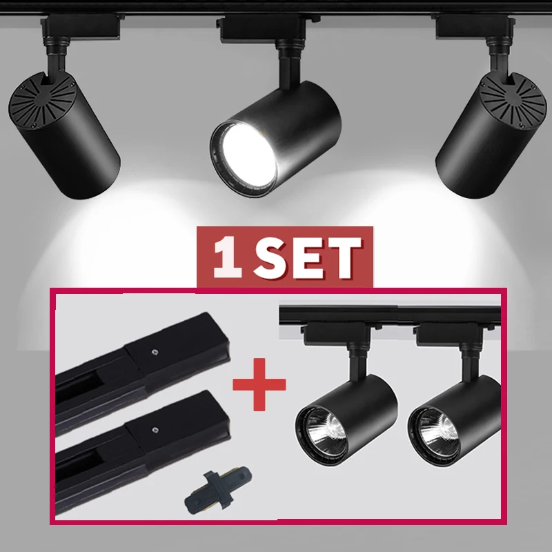 

Whole Set Led Track Light COB Track Lamp 12W 20W 30W 40W Rail Lighting Aluminum Spot Lights Fixtures For Clothing Shop Home 220V