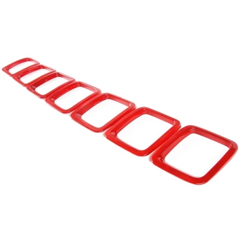 

Car Grille Grill Cover Inserts Frame Trims Kit for 2017-2018 Jeep Compass Car Accessories (7Pcs,Red)