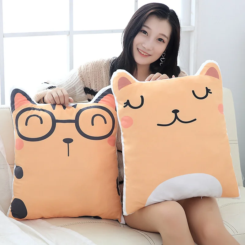 50 см печать кошка подушка мультфильм животное двойная печать Лежанка для котиков диван Отдых Подушка Кукла-подружка детская игрушка