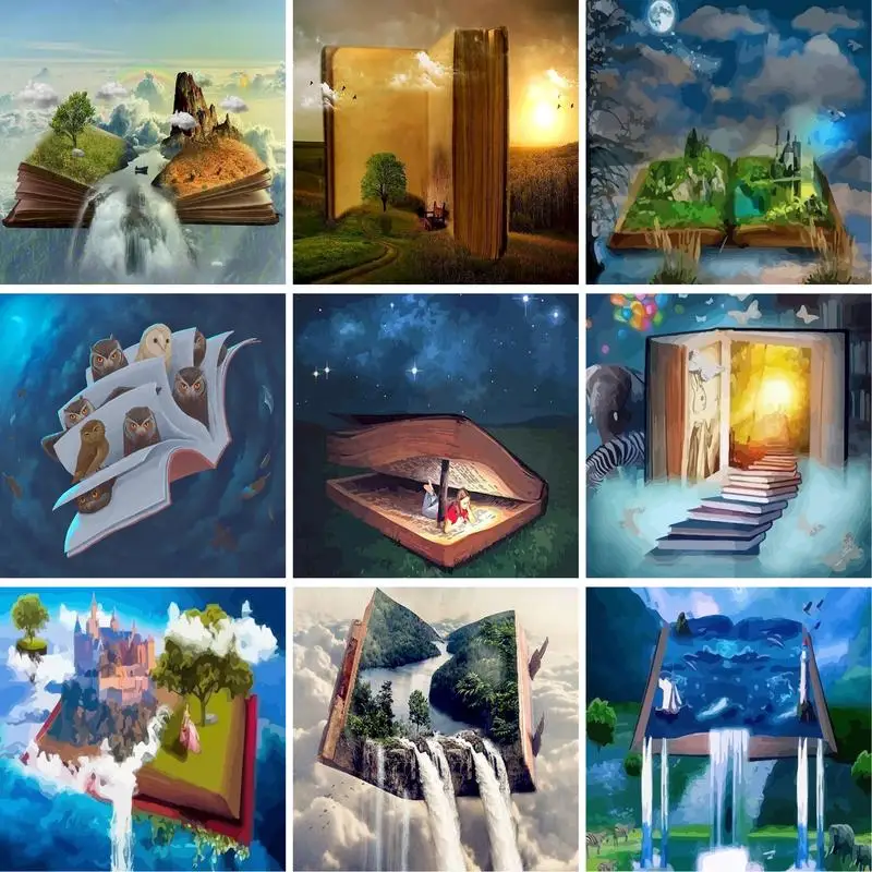 

GATYZTORY Frame Paint By Numbers HandPainted Waterfall In The Book Landscape Painting By Number Home Decor Unique Gift