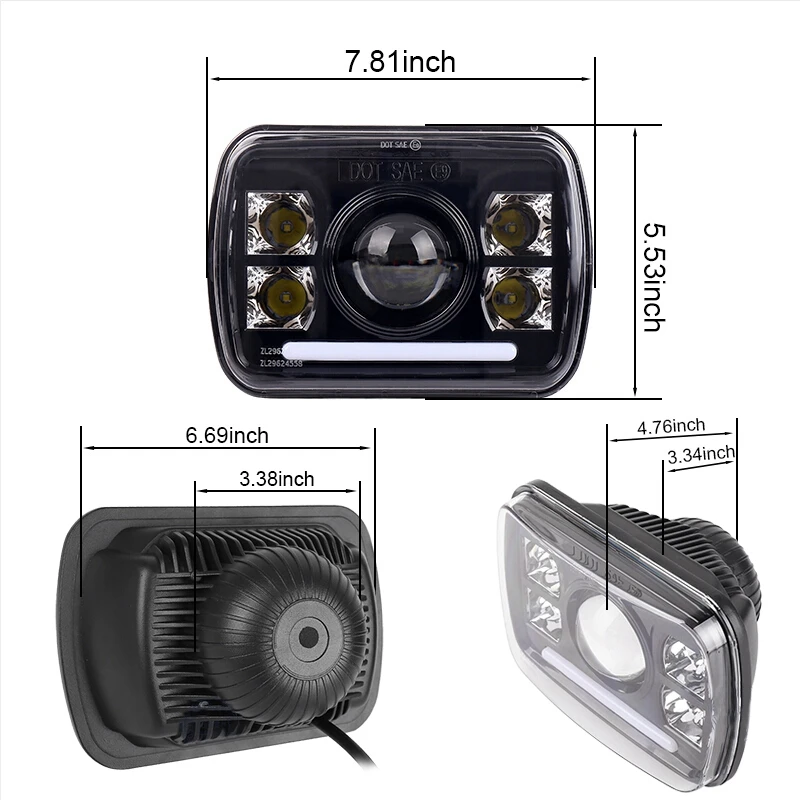 2 шт. Led 105 Вт 5X7 Led фары с Drl 7X6 Led герметичная головка луча свет лампы с высоким низким лучом для Jeep Wrangler Yj Cherokee X