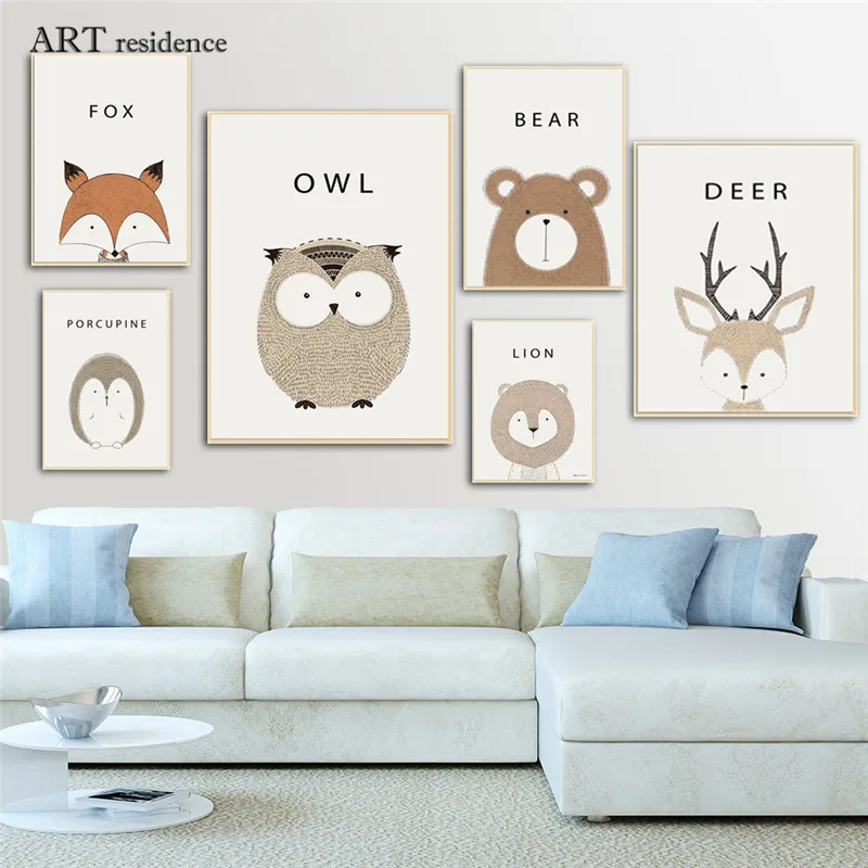 Художественная Современная живопись Милый Постер с изображением лисы из