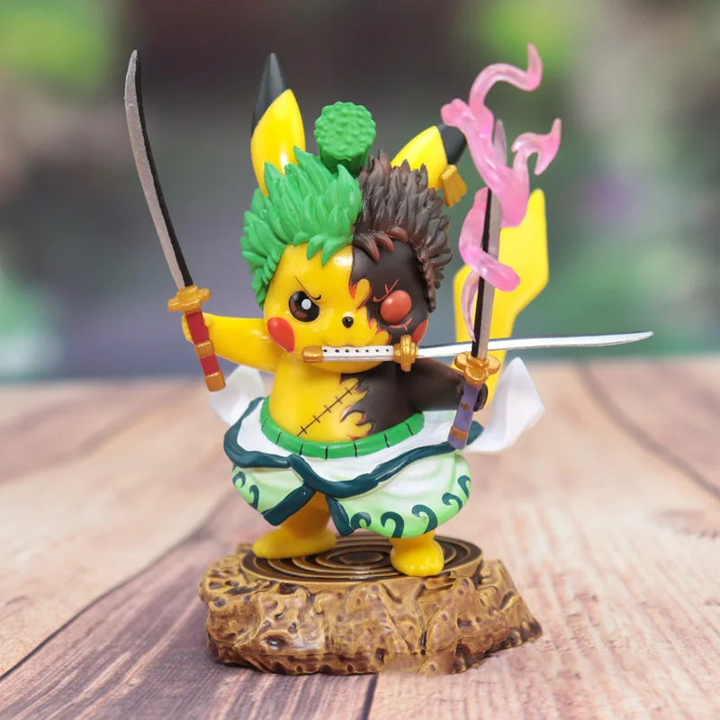 Pokemon Anime Pikachu Costume Play One Piece Roronoa Zoro Uchiha Sasuke Action Figures Cosplay Models Dolls Gift Toys For Kids | Игрушки и