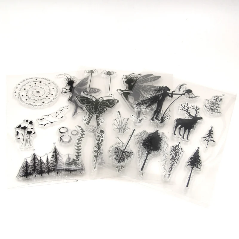 

KLJUYP Fairy Butterfly Forest Transparent clear stamp for DIY Scrapbooking/Card Making/Kids Christmas Fun Decoration Supplies