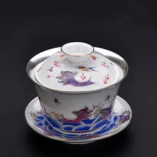 Белая фарфоровая Посеребренная Чаша с покрытием внутри, размер, утолщенная чайная чаша, домашняя чайная чашка Gai Wan, кунг-фу, зеленый чай, чайная посуда